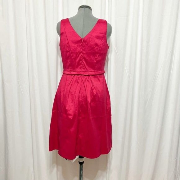Dana Kay NWOT Sz 12 Red Pink  Sleeveless Pleated Front W/ Embellished Belt Dress - Picture 4 of 6